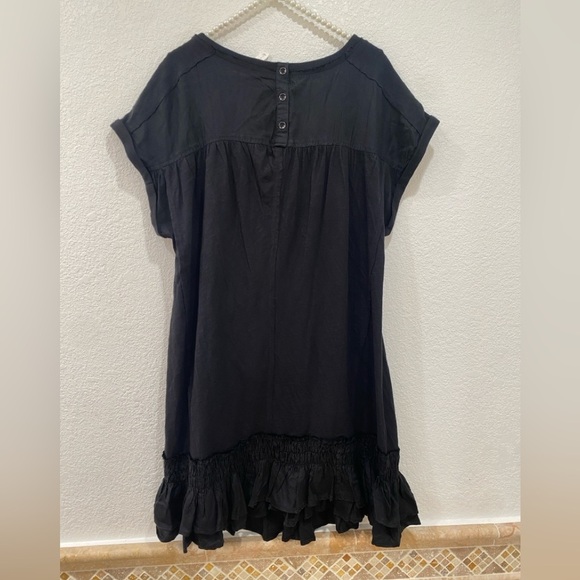 Anthropologie Daily Practice Ruffle-Hem Mini Dress black size S - Picture 2 of 7